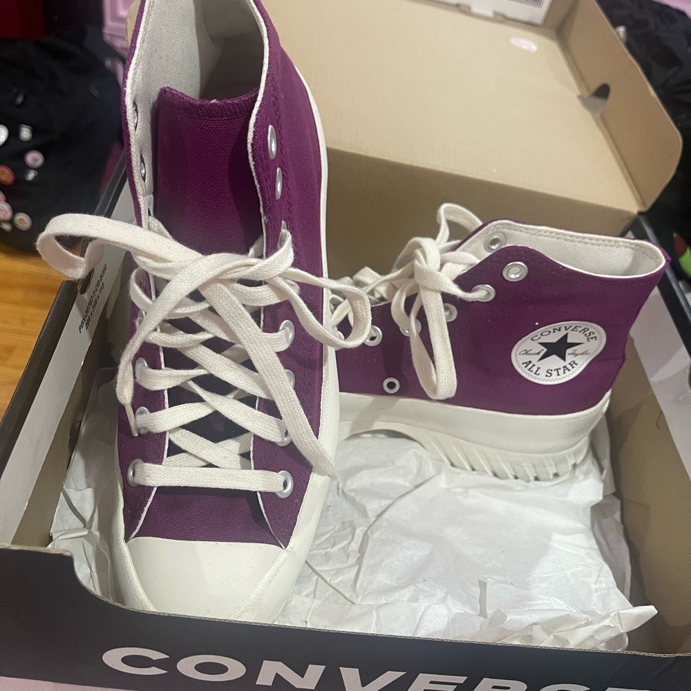 Converse Kids High-Top Sneakers in Purple and White